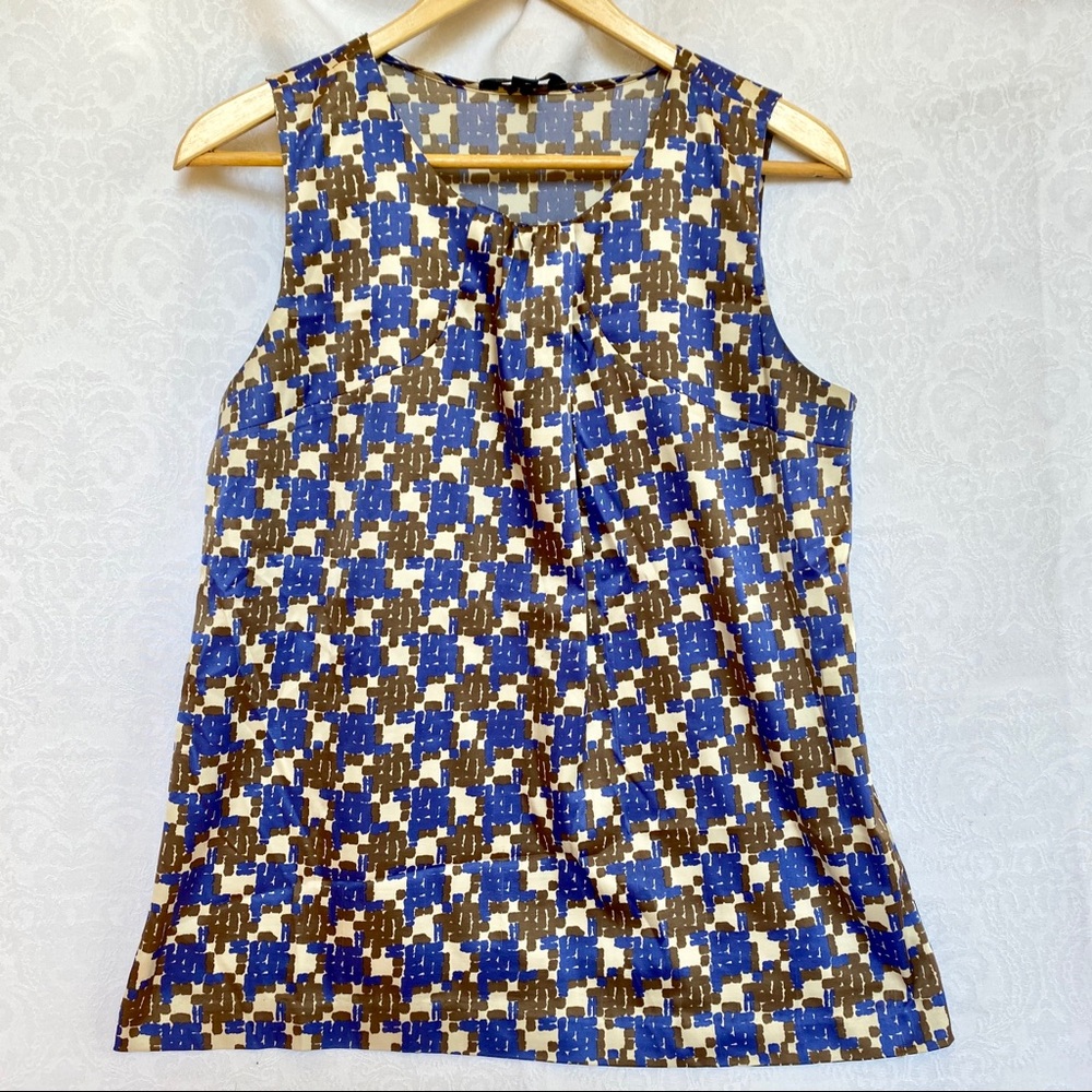 Banana Republic Top Blue Brown Silky Work Tank S